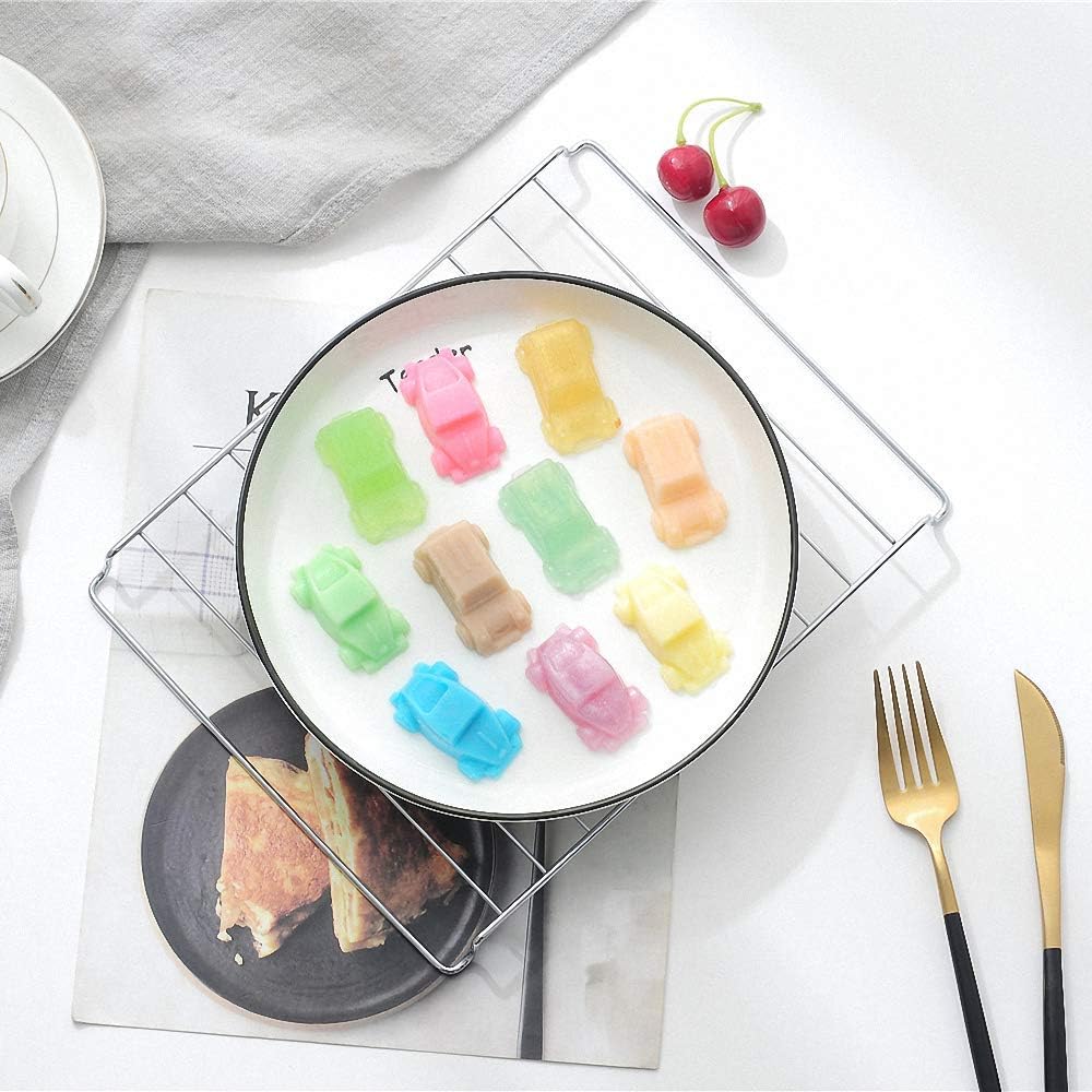 3Pcs Car Silicone Ice Cube Trays Auto Silicone Chocolate Molds Jello Candy Gummy Mold Cake Decorating Tool Crayon Wax Melt Mould (Random Color)